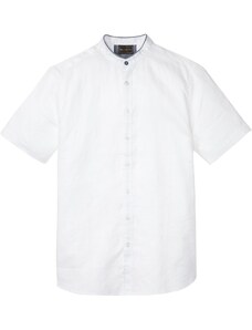 bonprix Košeľa s krátkym rukávom a stojačikom, plátená, farba biela
