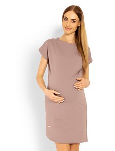 PreMamku Cappuccinové asymetrické šaty s krátkym rukávom pre tehotné