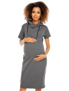 PreMamku Tmavosivé tehotenské a dojčiace šaty s krátkym rukávom