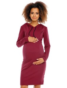 PreMamku Tehotenské a dojčiace šaty s kapucňou v bordovej farbe