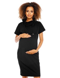 PreMamku Tehotenské a dojčiace čierne šaty s krátkym rukávom