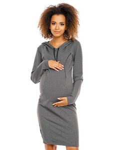PreMamku Tehotenské a dojčiace tmavosivé šaty s kapucňou