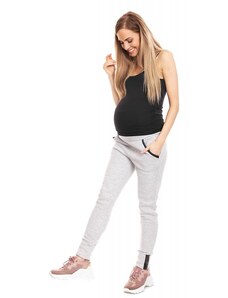PreMamku Svetlosivé nohavice s vreckami so zvýšeným pásom pre tehotné