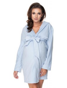 PreMamku Župan pre tehotné mamičky v modrej farbe s kapucňou a viazaním