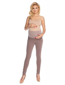 PreMamku Cappuccinové tehotenské nohavice úzkeho strihu s brušným panelom