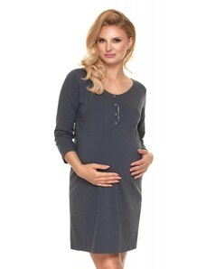 PreMamku Tehotenská a dojčiaca nočná košeľa v tmavosivej farbe