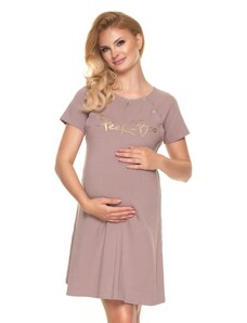 PreMamku Tehotenská a dojčiaca nočná košeľa v béžovej farbe s nápisom