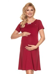 PreMamku Nočná tehotenská a dojčiaca košeľa v bordovej farbe s mašličkou