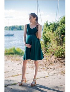 PreMamku Voľné elegantné zelené tehotenské a dojčiace šaty