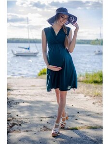 PreMamku Zelené elegantné tehotenské a dojčiace šaty bez rukávov