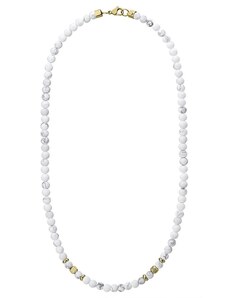 Manoki Pánský korálkový náhrdelník Angelo Gold - 6 mm přírodní bílý howlit