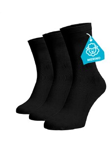 Benami Zvýhodnený set 3 párov MERINO vysokých ponožiek - čierne