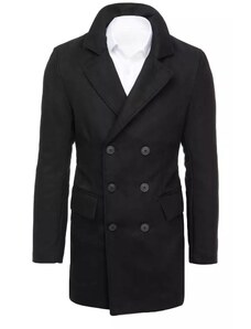 DSTREET Pánsky dvojradový zimný kabát POLOS čierna