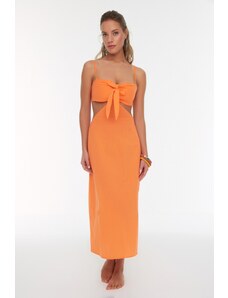 Trendyol oranžová vystrihnutá šnurovacie detailné plážové šaty