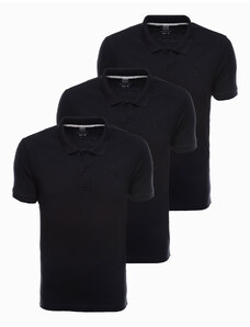 Ombre Clothing Pánska polokošeľa balenie – čierna 3 pcs Z28