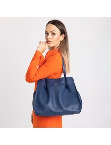Jednoduchá kožená kabelka bez podšívky na rameno Wojewodzic 31917/E/FD37 modrá