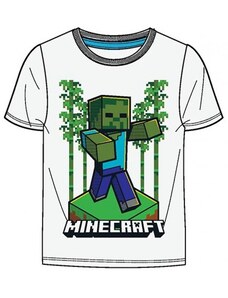 Fashion UK Chlapčenské / detské bavlnené tričko s krátkym rukávom Minecraft - Zombie - biele / 100% bavlna