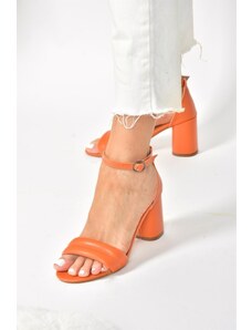 Fox Shoes Oranžové jednoprúžkové dámske topánky na hrubom podpätku 09