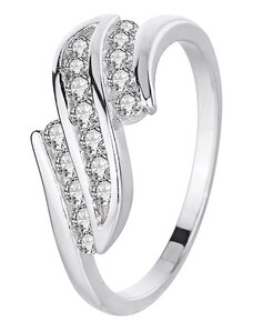 Royal Fashion strieborný rhodiovaný prsteň Trblietavé vlnky HA-YJJZ023-SILVER