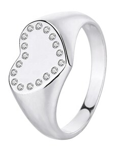 Royal Fashion strieborný rhodiovaný prsteň Trblietavé srdce HA-YJJZ011-SILVER
