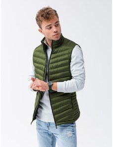 Buďchlap Tmavo-zelená prešívaná vesta bez kapucne V54