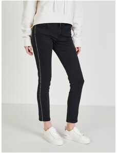 Black Womens Shortened Straight Fit Jeans Replay - Women
