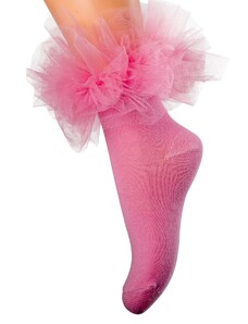 Dievčenské ponožky s volánom ružové DAGA