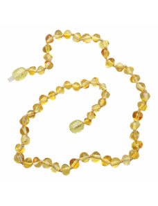 Nefertitis Jantárové korálky pre deti extra vo farbe citróna - délka cca 32 cm