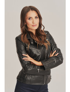 KONOPKA Dámska čierna kožená bunda typu ramones - 100% jahňacia koža - Model: Beti