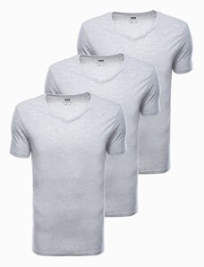 Buďchlap Trojbalenie šedých bavlnených tričiek s V výstrihom Z29-V10