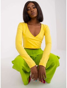 Fashionhunters Yellow short cotton blouse Paola RUE PARIS