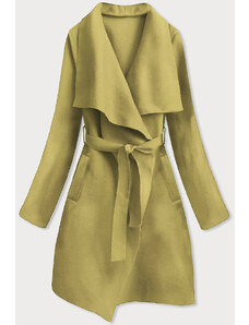 MADE IN ITALY Minimalistický dámsky kabát v olivovej farbe (747ART)