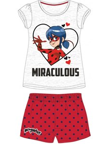 E plus M Letné dievčenské pyžamo s krátkym rukávom Čarovná lienka - Ladybug - Miraculous - šedé