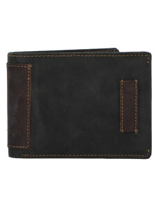 Kvalitná voľná pánska kožená peňaženka čierno-hnedá - Tomas Crues čierna