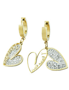 BM Jewellery Náušnice srdca visiace z chirurgickej ocele zlatej S113206090