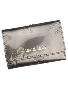 Gregorio sivá menšia dámska kožená peňaženka s motýľmi RFID v darčekovej krabičke