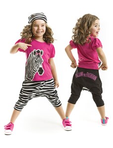 Denokids Zebra Fashion Dievčenské tričko Capri Shorts Set