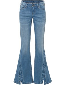 bonprix Široké džínsy s gombičkovou légou z bio bavlnou, farba modrá
