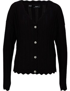 bonprix Pletený ažúrový sveter s udržateľnou viskózou, farba čierna, rozm. 44/46