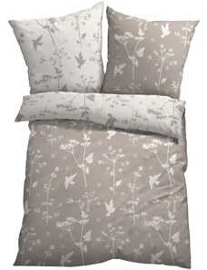 bonprix Obojstranná posteľná bielizeň s kvetovaným dizajnom, farba béžová