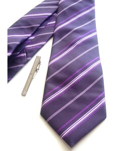 Pánska kravata so sponou fialová