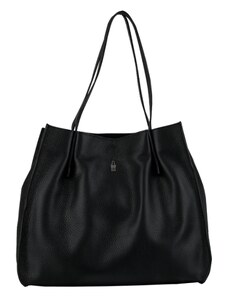 Jednoduchá kožená kabelka bez podšívky na rameno Wojewodzic 31917/E/FD01 čierna
