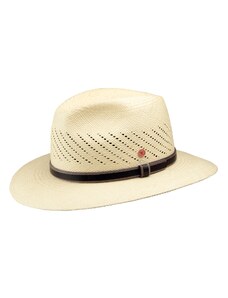 Luxusný panamský golfový klobúk s koženou stuhou - ručne pletený, UV faktor 80 - Ekvádorská panama - Mayser Piero