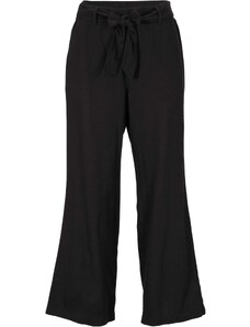 bonprix Culotte nohavice, dĺžka po členky, s podielom ľanu, farba čierna