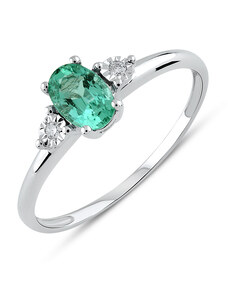 Lillian Vassago Zlatý prsteň so smaragdom a diamantmi LLV59-DR004WEM