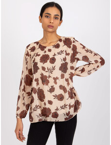 Fashionhunters Beige and brown pleated blouse Mirka