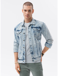 Ombre Clothing Pánska džínsová bunda katana - svetlý denim V1 OM-JADJ-0123