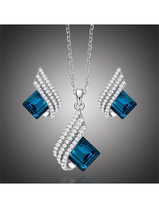 GRACE Silver Jewellery Stříbrná souprava šperků Swarovski Elements Marisa Blue, stříbro 925/1000