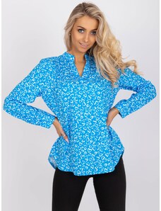 Fashionhunters Loose blue blouse with Inesa print