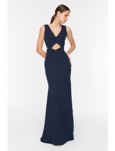 Trendyol Collection Námornícka modrá Večerné šaty s nízkym pásom Večerné šaty